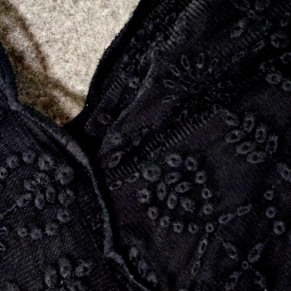 Garnet Hill Black Lace Dress Embroidered Scallop Hem Womens Size 6 Whimsygoth - Picture 2 of 8